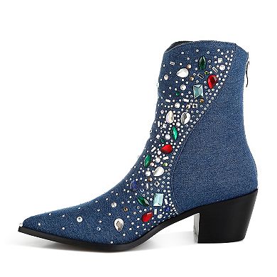 London Rag Starlit Women's Multi Stone Embellished Boots