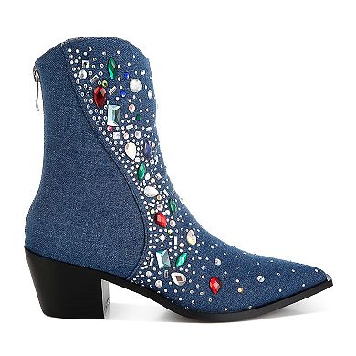 London Rag Starlit Women's Multi Stone Embellished Boots