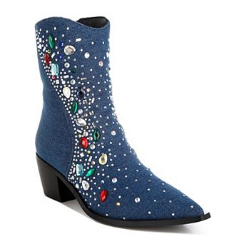 London Rag Starlit Women's Multi Stone Embellished Boots