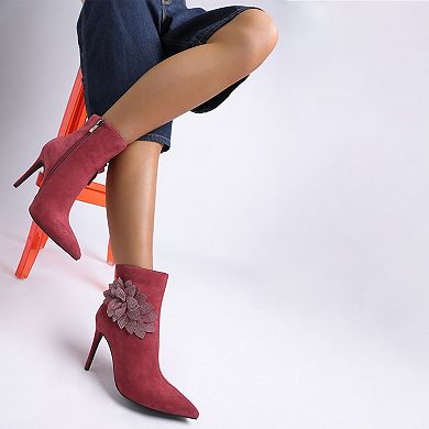 London Rag Yarrow Women's Rhinestone Petal Detail Boots