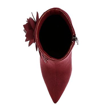 London Rag Yarrow Women's Rhinestone Petal Detail Boots