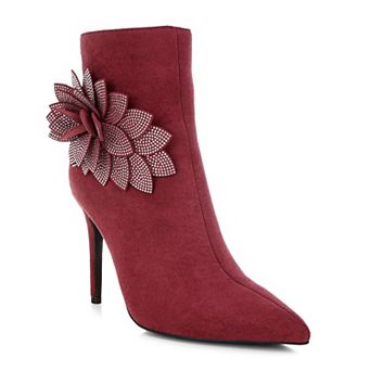 London Rag Yarrow Women's Rhinestone Petal Detail Boots