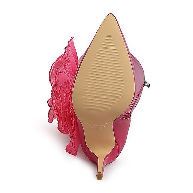 London Rag Chinkara Women's Sheer Big Rose Detail Long Boots