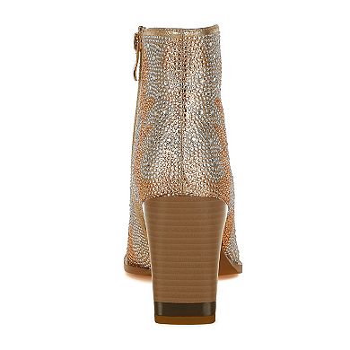 London Rag Rhinestone Embellished Women's Pointed Toe Ankle Boots