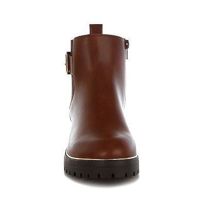 London Rag Antorin Women's Chunky Buckle Detail Ankle Boots