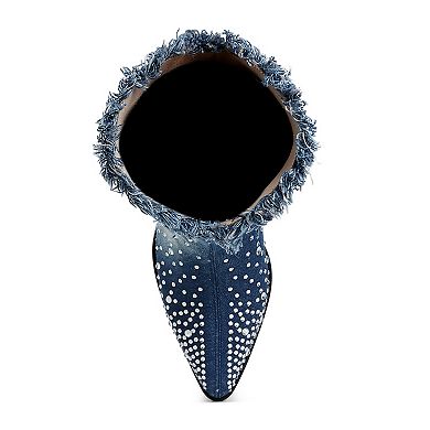 London Rag Savant Women's Diamante Rhinestone Denim Boots