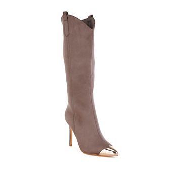 London Rag Ridda Women's Denim Metallic Cap Toe Boots