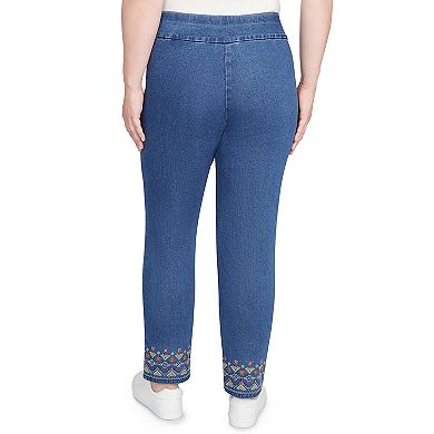 Women's Alfred Dunner Super Stretch Geometric Denim Ankle Pants