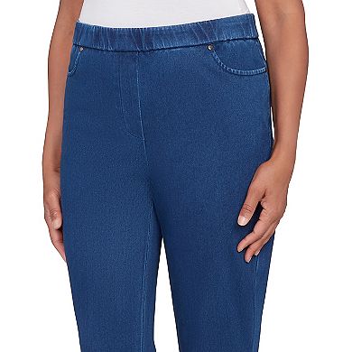Women's Alfred Dunner Denim Knit Medium Length Split Hem Jeans