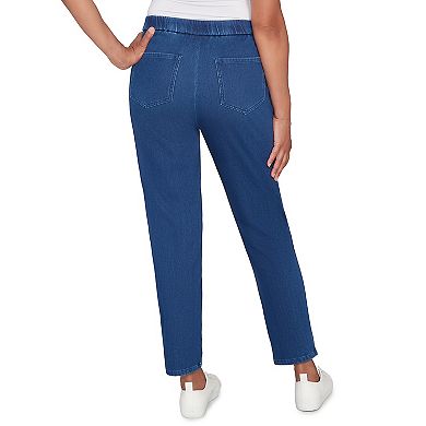 Women's Alfred Dunner Denim Knit Medium Length Split Hem Jeans