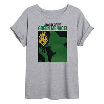 Juniors' Wicked For Good Beware Of The Green Menace! Oversized Tee