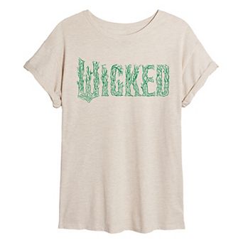 Juniors' Wicked For Good Logo Tree Branch Oversized Tee
