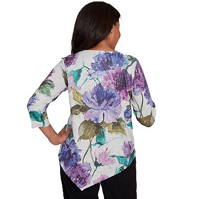 Women's Alfred Dunner Asymmetrical Watercolor Flower Top