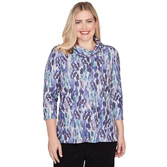 Women's Alfred Dunner Animal Melange Three-Quarter Sleeve Top