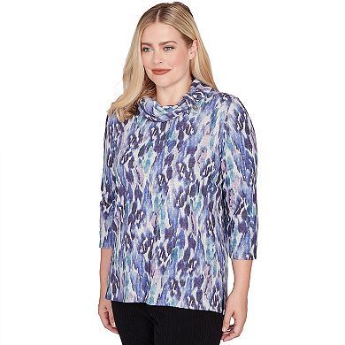 Women's Alfred Dunner Animal Melange Three-Quarter Sleeve Top
