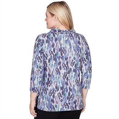 Women's Alfred Dunner Animal Melange Three-Quarter Sleeve Top