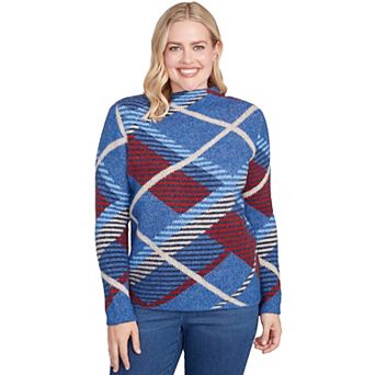 Women's Alfred Dunner Mock Neck Exploded Plaid Sweater