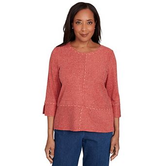 Women's Alfred Dunner Embellished Spliced Solid Top