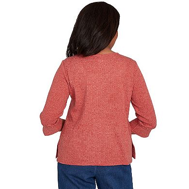 Women's Alfred Dunner Embellished Spliced Solid Top
