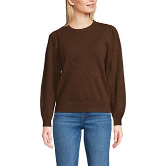 Women's Lands' End Cashmere Puff Sleeve Crewneck Sweater