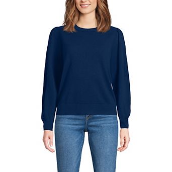 Women's Lands' End Cashmere Puff Sleeve Crewneck Sweater