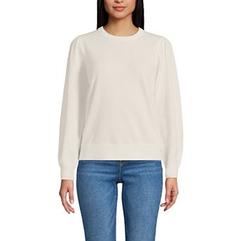 Women's Lands' End Cashmere Puff Sleeve Crewneck Sweater