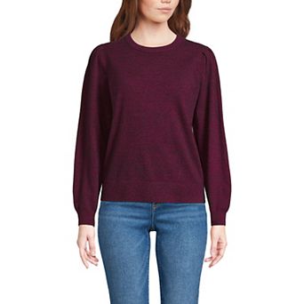 Women's Lands' End Cashmere Puff Sleeve Crewneck Sweater