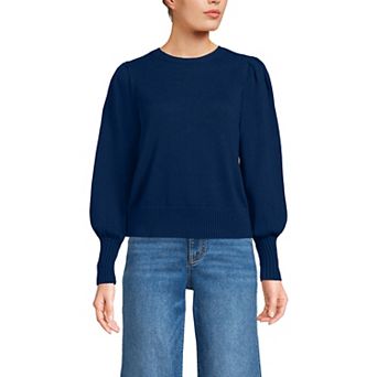 Women's Lands' End Drifter Puff Sleeve Crew Neck Sweater