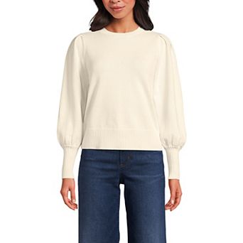 Women's Lands' End Drifter Puff Sleeve Crew Neck Sweater