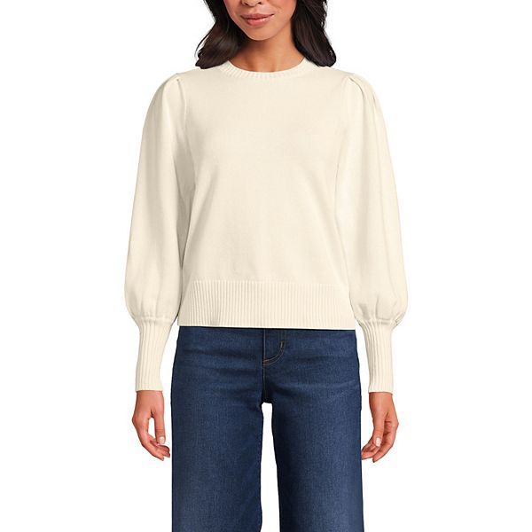 Women's Lands' End Drifter Puff Sleeve Crew Neck Sweater
