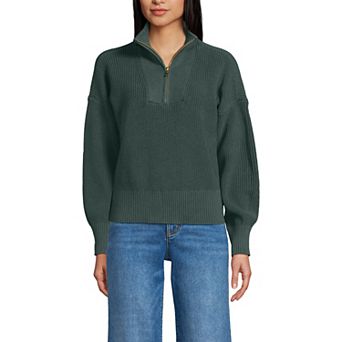 Women's Lands' End Drifter Shaker Wedge Quarter Zip Sweater