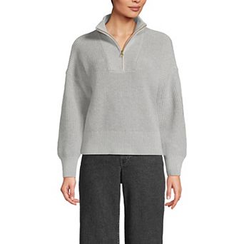 Women's Lands' End Drifter Shaker Wedge Quarter Zip Sweater