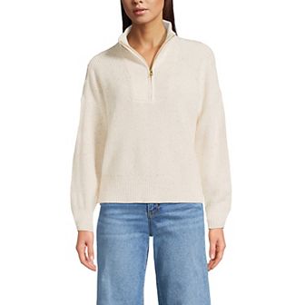 Women's Lands' End Drifter Shaker Wedge Quarter Zip Sweater