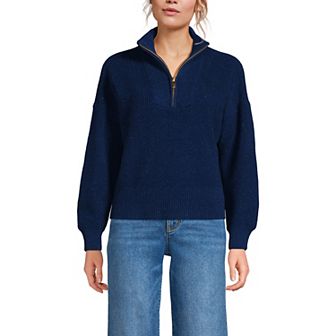 Women's Lands' End Drifter Shaker Wedge Quarter Zip Sweater