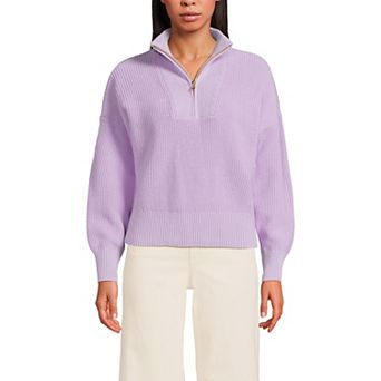 Women's Lands' End Drifter Shaker Wedge Quarter Zip Sweater