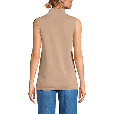 Women's Lands' End Fine Gauge Sleeveless Mock Sweater