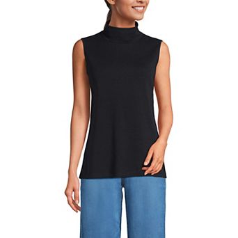 Women's Lands' End Fine Gauge Sleeveless Mock Sweater