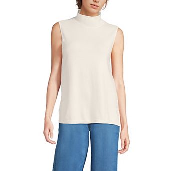 Women's Lands' End Fine Gauge Sleeveless Mock Sweater