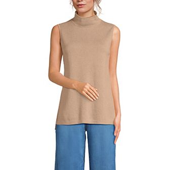 Women's Lands' End Fine Gauge Sleeveless Mock Sweater