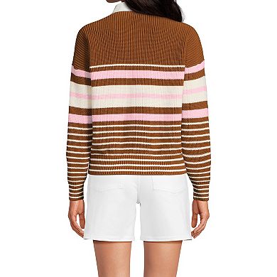 Petite Lands' End Drifter Woven Collar Rugby Sweater