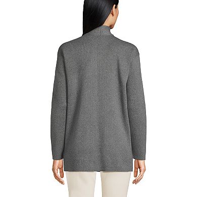 Women's Lands' End Cotton Half Milano Open Cardigan Sweater