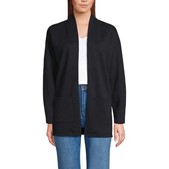 Women's Lands' End Cotton Half Milano Open Cardigan Sweater