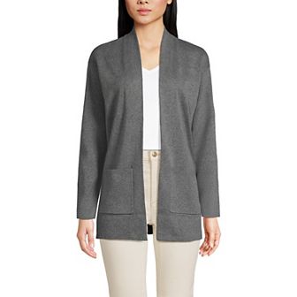 Women's Lands' End Cotton Half Milano Open Cardigan Sweater