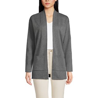 Women's Lands' End Cotton Half Milano Open Cardigan Sweater