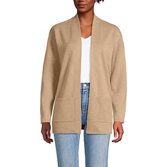Women's Lands' End Cotton Half Milano Open Cardigan Sweater