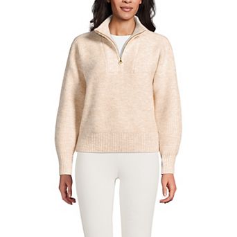 Women's Lands' End Fuzzy Wedge Quarter Zip Sweater