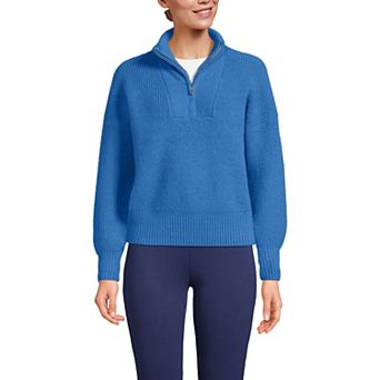 Women's Lands' End Fuzzy Wedge Quarter Zip Sweater