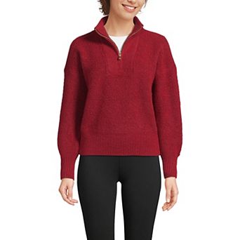 Women's Lands' End Fuzzy Wedge Quarter Zip Sweater