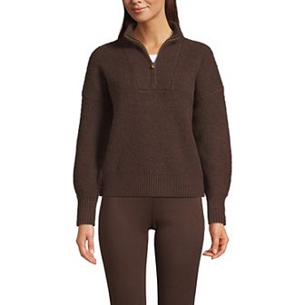 Women's Lands' End Fuzzy Wedge Quarter Zip Sweater