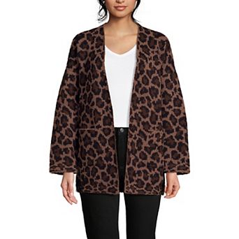 Women's Lands' End Fuzzy Jacquard Cardigan Sweater